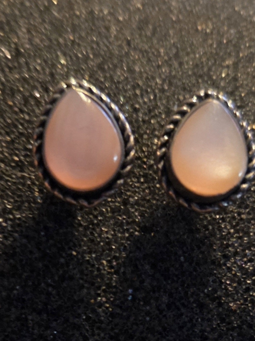 Teardrop Pink Rose Quartz Sterling-Style Stud Earrings